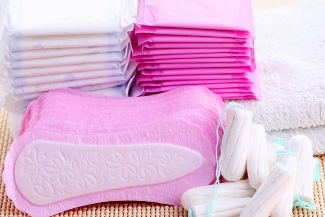 Sample of pink menstrual pad