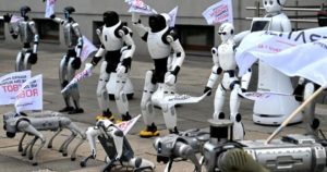 Poland robots protesting
