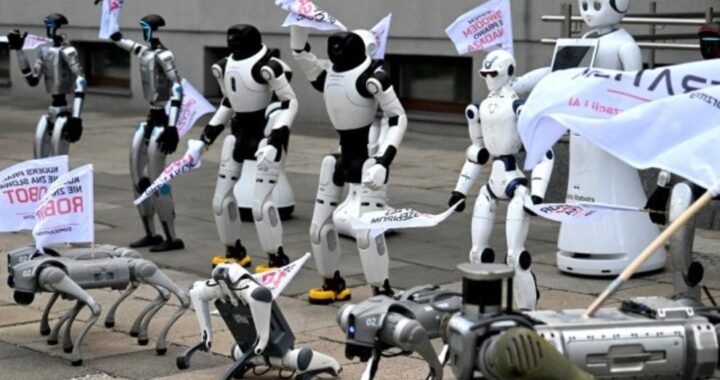 Poland robots protesting 
