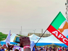 Ondo APC Crisis Deepens Over Alleged Secret 2027 Election Funds Committee APC flag flying at a campaign