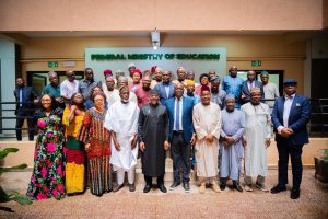 Group photography of the Minister of Education, Dr Maruf Tunji Alausa, and the Ministerial Committee on Accreditation inaugurated on Wednesday in Abuja where he disclosed the release of CATA