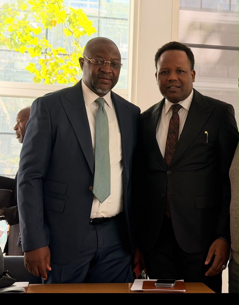 (L-R) Former Minister and Special Adviser to the President on Media and Public Communications, Chief Sunday Dare; and Nigerian investment educator and business strategist, Dr Femi Joshua, during the Investors Connect London 2026 in London