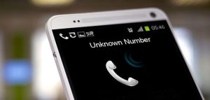 Phone screen displaying unknown caller to depict call masking