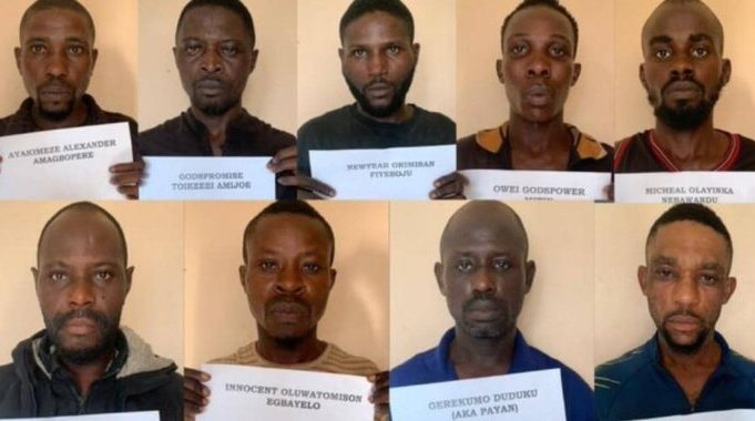 Nine Oil Thieves Bag 10 Years Each in Akwa Ibom Faces of the nine oil thieves jailed in Akwa-Ibom