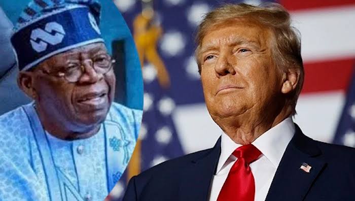 Collage picture of President Bola Ahmed Tinubu and the American President Donald Trump