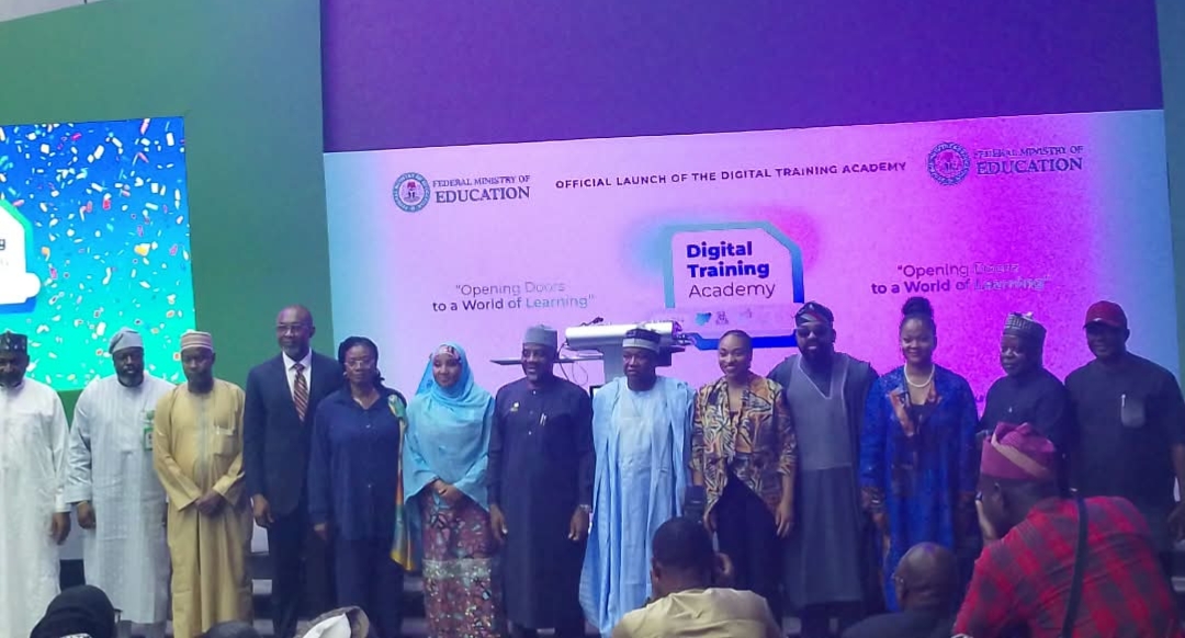 Minister of Education, Dr. Tunji Alausa and other stakeholders at the launch of the Digital Training Academy in Abuja on Monday 