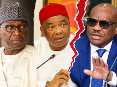 Wike, APC Governors Lock Horns Over 2027 Alliance Collage photo of Chairman, Nigeria Governors Forum, AbdulRahman AbdulRazaq