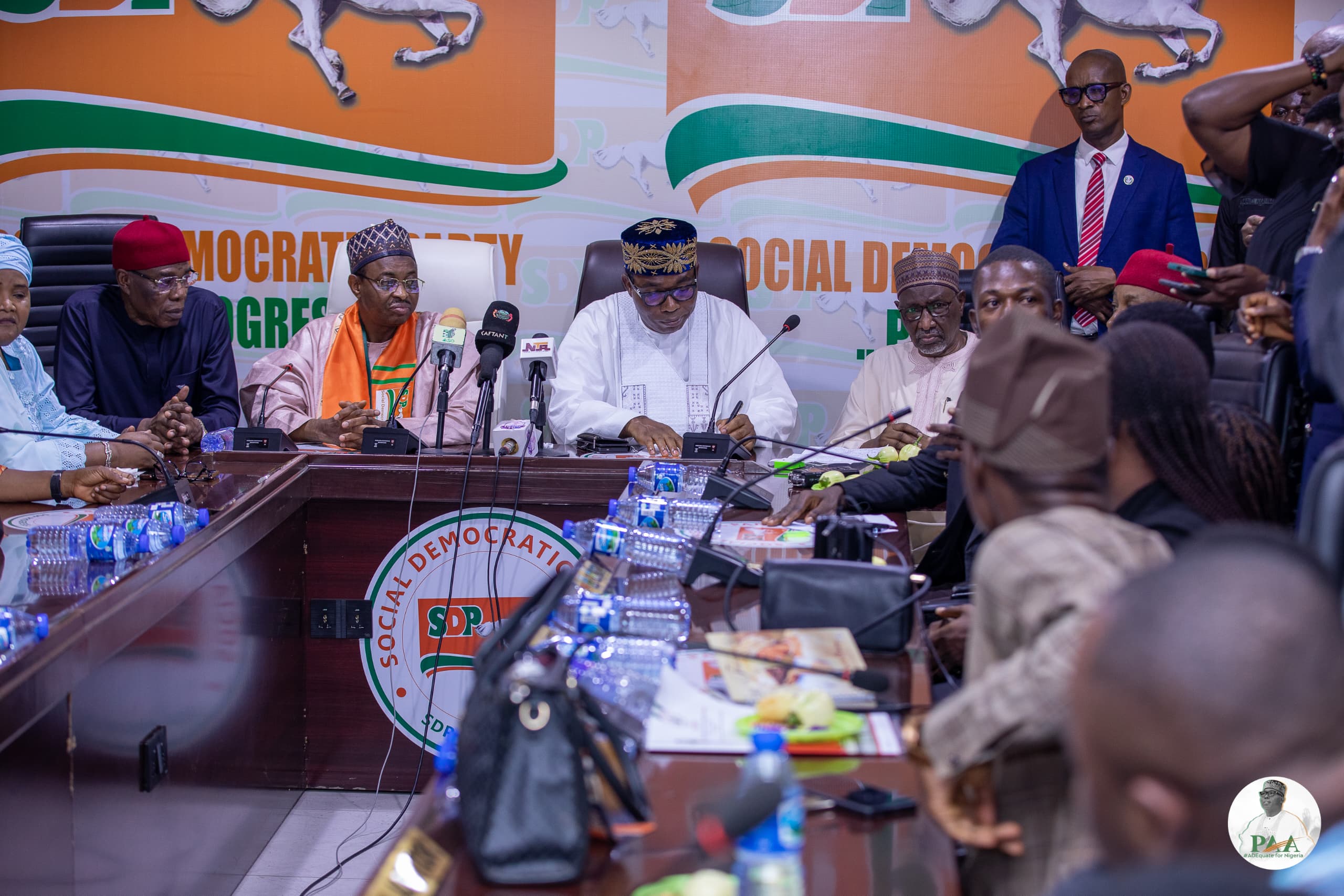 Presidential candidate of the Social Democratic Party (SDP), Prince Adewole Adebayo, during a courtesy visit by the Young Progressive Professionals, in Abuja on Wednesday 