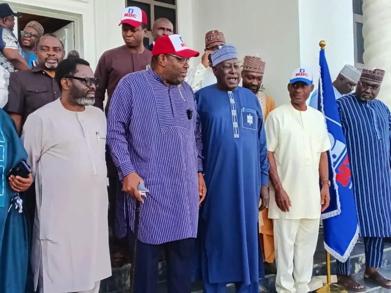 NDC National Leader, Senator Seriake Dickson(2nd from left); and former Secretary to the Government of the Federation, Babachir Lawal(3rd from left); in Abuja on Tuesday.