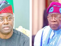 APM Urges Tinubu to Quit 2027 Race, Back Makinde Collage of Makinde and Tinubu