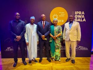 Comptroller-General of Customs, Adewale Adeniyi(middle); and other stakeholders in a group photograph while receiving a Special Award of Excellence at the 2026 International Public Relations Association(IPRA) Golden World Awards in Athens, Greece, on Friday.