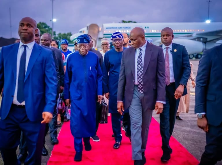 President Bola Ahmed Tinubu Arrives at Lagos Airport 