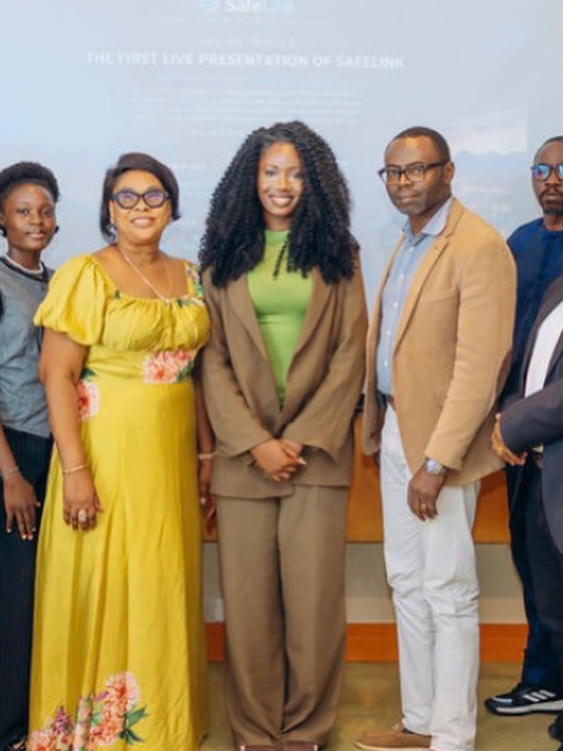 18-year-old technology entrepreneur, Georgia Oviesu(3rd from left) in a group photograph with family during the official launch of the SafeLink, at the Radisson Blu Anchorage Hotel, Victoria Island, Lagos State, recently.