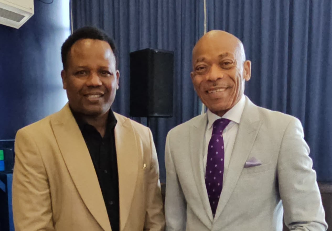 (L-R) Founder and Chief Executive Officer, FJGlobal Properties Limited, Dr. Femi Joshua; and Prince Afolabi Andu, President of the Nigerian British Business Forum, at a recent meeting in United Kingdom.