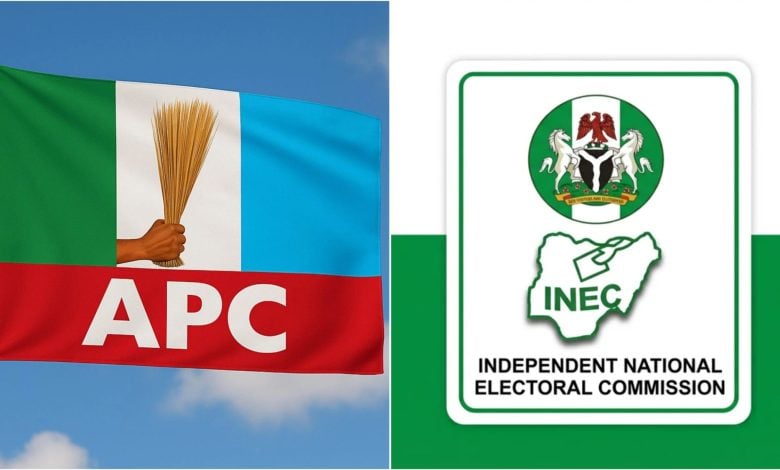 Collage of APC and INEC logos 