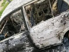 Boko Haram Suspects Kill One, Burn Church, Car In Adamawa Car burnt by Boko Haram
