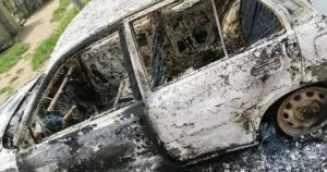 Car burnt by Boko Haram