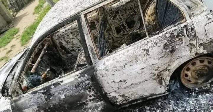 Car burnt by Boko Haram