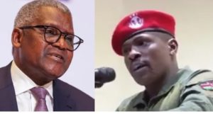 Collage of Aliko Dangote and Kenyan presidential aspirant, Patrick Osoi