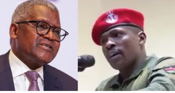 Collage of Aliko Dangote and Kenyan presidential aspirant, Patrick Osoi 
