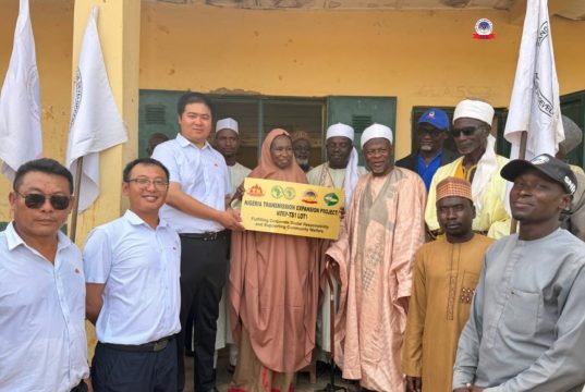 TCN Contractors Donate Furniture to Zaria Community School TCN contractors presenting the furnitures