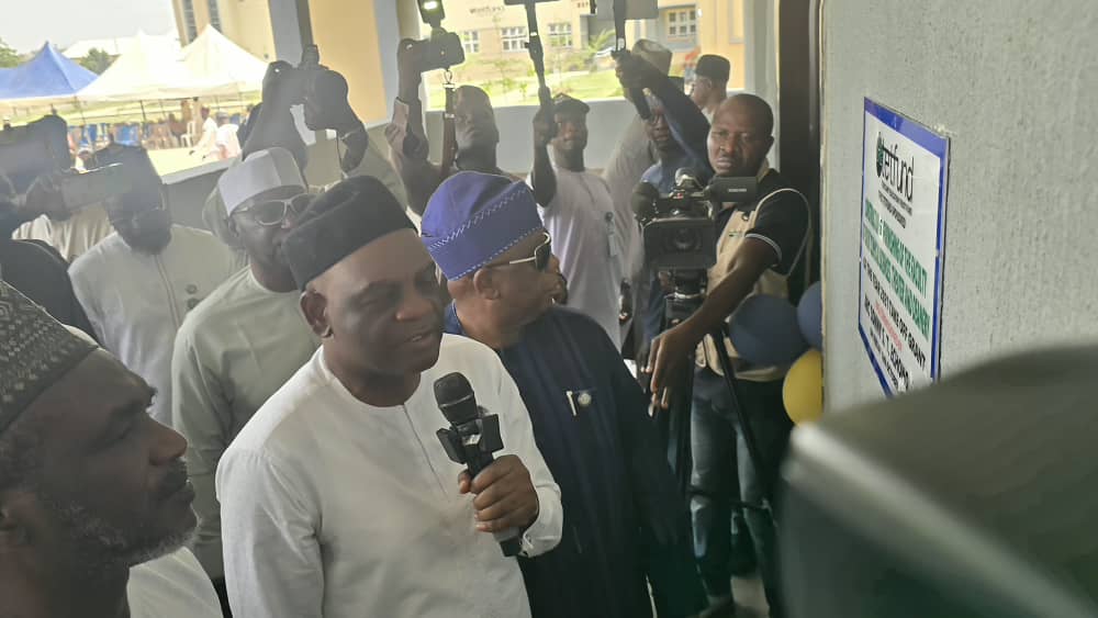 Executive Secretary of TETFund, Sonny Echono, on Friday during the commissioning ceremony in Azare, Bauchi State.