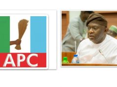 Kogi West Youth Group Faults Senator Karimi Over Council Funding, Party Unity Collage of Senator Sunday Karimi and APC logo