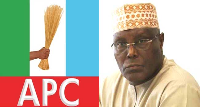 Collage of APC logo and Atiku 