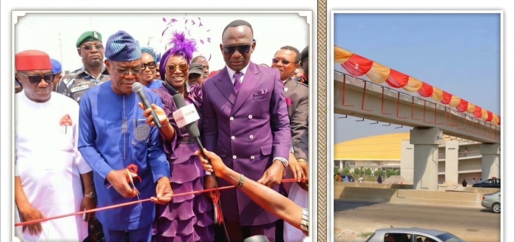 FCT Minister, Nyesom Wike commissioning the pedestrian bridge funded by Dunamis Church in Abuja on Friday 